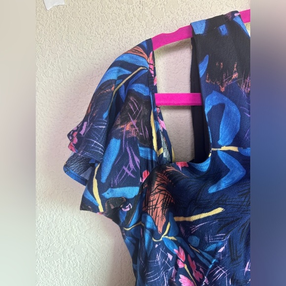 Anthropologie Maeve Elia Tropical Floral Open Shoulder Flutter Sleeve Dr… - Picture 5 of 11